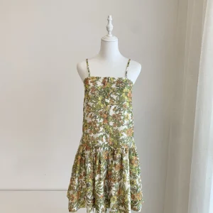Women Cotton And Silk Katy Floral Suspender Short Dress